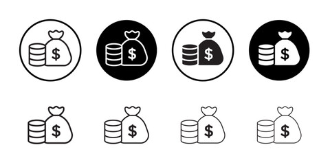 Income icon Flat art in black and white isolated