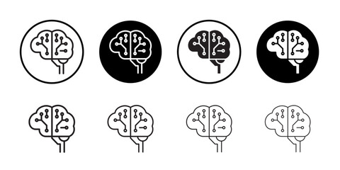 Machine learning icon Flat art in black and white isolated