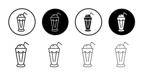 Milkshake icon Flat art in black and white isolated