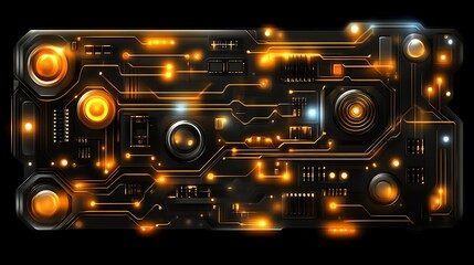 Obraz premium Futuristic Technology Circuit Board Design Glowing Orange