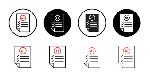 Report card icon Flat art in black and white isolated