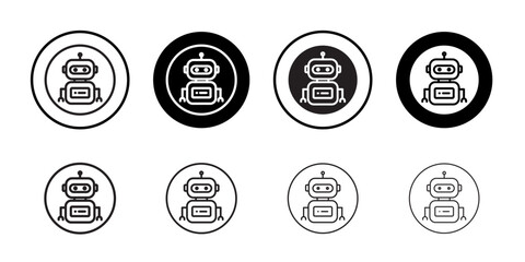 Robot icon Flat art in black and white isolated