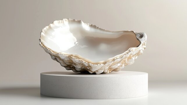 empty pearl shell pedestal display or podium platform