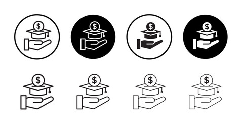 Scholarship fund icon Flat art in black and white isolated