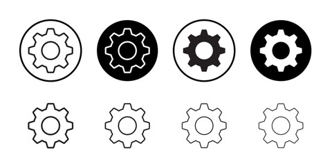 Settings gear icon Flat art in black and white isolated