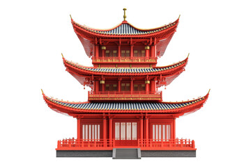 Spring festival celebration at chinese temple isolated view