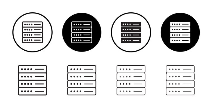 Server rack icon Flat art in black and white isolated