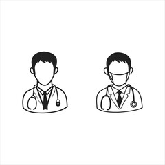 Set of doctor avatar logo vector illustration silhouette clipart icon