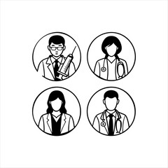 Set of doctor avatar logo vector illustration silhouette clipart icon