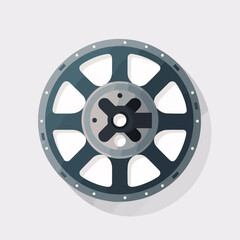 Fototapeta premium Flat Design Film Reel Icon Vector Illustration for Multimedia and Video Production Websites