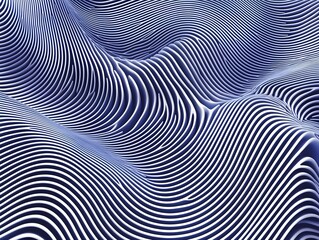 Organic geometric abstraction, blue and white wavy lines intersecting in a freeform pattern, combining precision with fluidity in a modern style