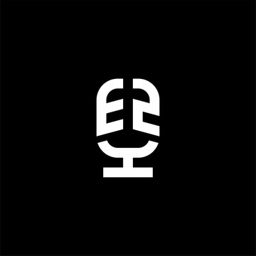 letter EZ and podcast or E2 podcast logo concept vector icon