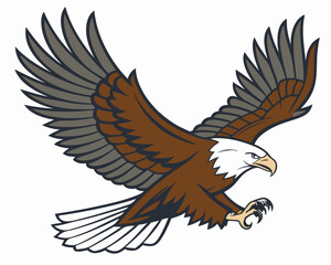 Obraz premium Elegant eagle bird illustration in a dynamic flight pose, perfect for diverse design needs. 