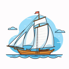 Obraz premium Flat Design Sail Boat Icon Vector for Nautical Illustrations