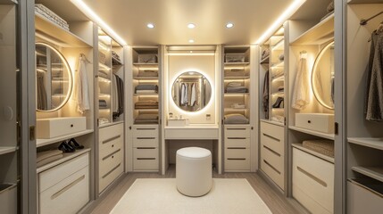 Luxurious Modern Walk-in Closet with Vanity