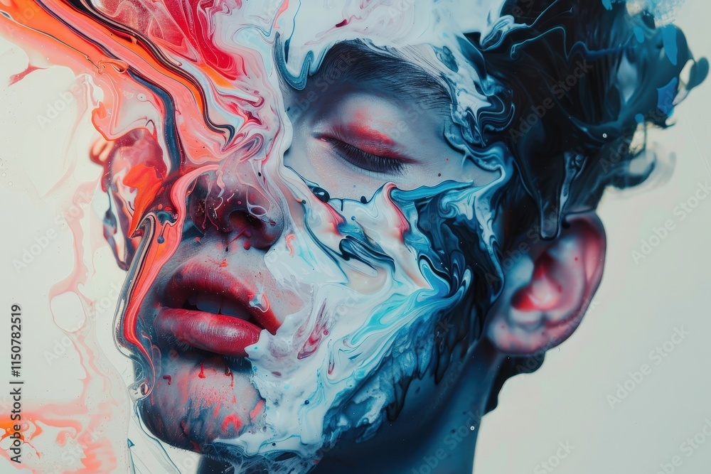 Aufkleber creative expression through vibrant face painting showcasing intricate designs and colorful patterns