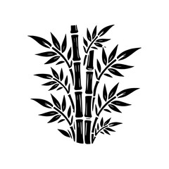 Bamboo Silhouette: Elegant black and white illustration of bamboo stalks and leaves. Perfect for adding a touch of zen to your designs. 