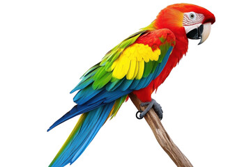 Fototapeta premium A Colorful Parrot Perched on a Branch, Transparent Background