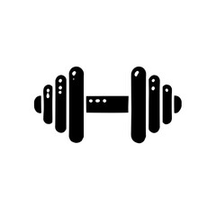 Black and White Dumbbell Icon: A minimalist and bold black and white illustration of a classic dumbbell, symbolizing strength, fitness, and physical training.  