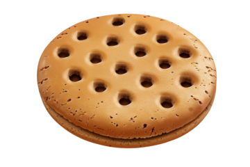 Round, Brown, Cookie, with, Holes, in, the, Center, and, a, Creamy, Filling,  Transparent Object
