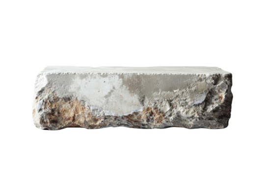 A Rough, Gray Concrete Block Isolated On Black Background, A Transparent Object