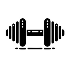 Black and White Dumbbell Icon: A minimalist and bold illustration of a dumbbell, perfect for fitness, gym, and strength training concepts.