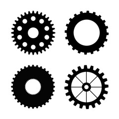 Cartoon vector collection of gear icons isolated on white background.	
