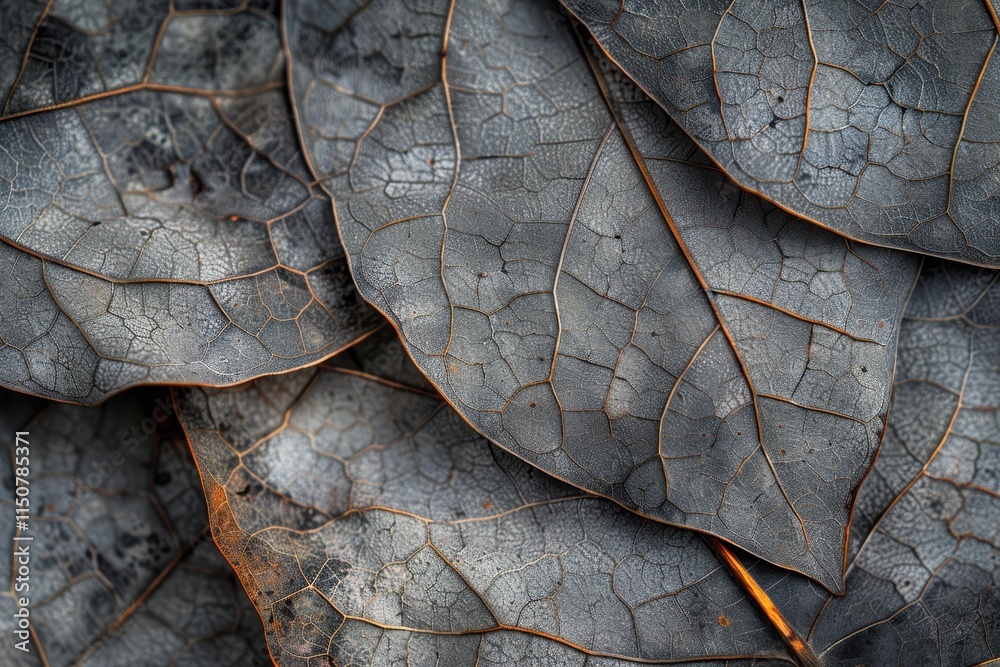 Aufkleber Dark and textured dry leaves layered on a surface creating a natural abstract pattern in autumn or late summer