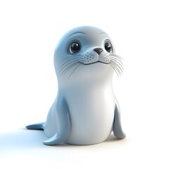 Fototapeta premium Cute 3D Baby Seal Pup Character