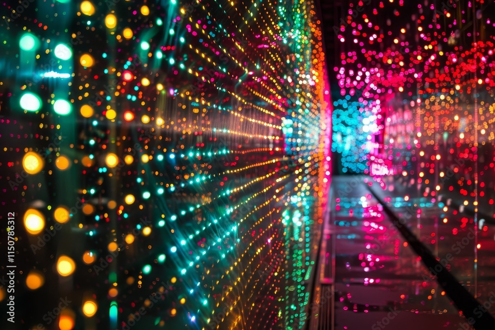 Poster colorful abstract lights create a vibrant atmosphere in a festive setting during a nighttime celebra