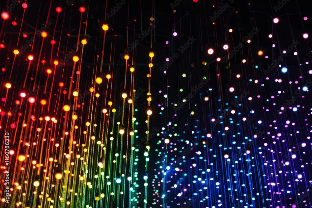 Poster colorful abstract lights create a vibrant atmosphere in a festive setting during a nighttime celebra
