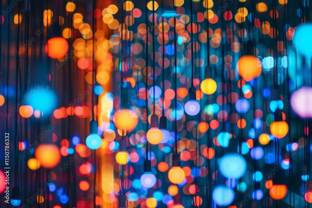 Poster colorful abstract lights create a vibrant atmosphere in a festive setting during a nighttime celebra