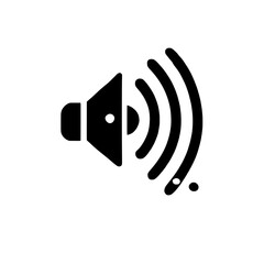 Sound Icon: A minimalist, bold, and graphic illustration of a speaker icon with sound waves, perfect for user interfaces and branding materials. 