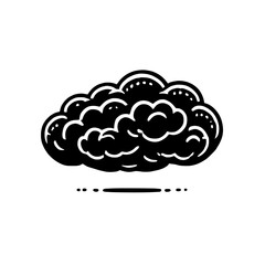 Cloud Nine: A stylized black and white illustration of a fluffy cloud, perfect for adding a touch of whimsy to your designs.  
