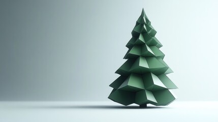 Fototapeta premium A geometric representation of a Christmas tree in a minimalist setting.