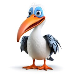 Naklejka premium Cute 3D Pelican Character
