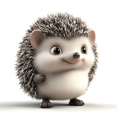 Naklejka premium Cute 3D Hedgehog Character