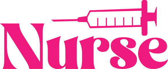 Nurse typography clip art design on plain white transparent isolated background for card, shirt, hoodie, sweatshirt, apparel, tag, mug, icon, poster or badge