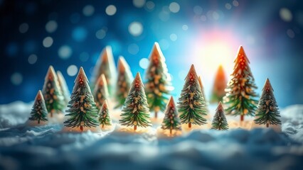 christmas tree on the snow background