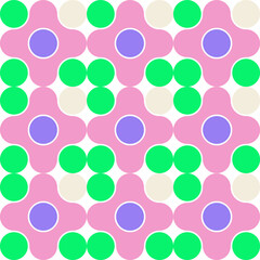 Retro Floral Geometric Seamless Pattern – Vibrant Design for Textiles & Wallpapers