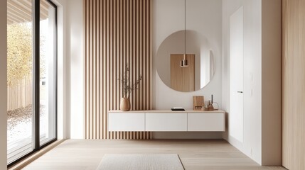 Minimalist Entryway with Wooden Accents