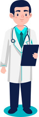 Fototapeta premium doctor in uniform with notebook and stethoscope 