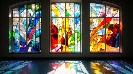 Modern Abstract Stained Glass Wall