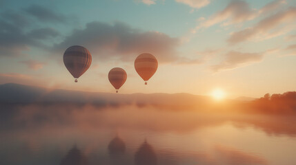 Obraz premium yellow and grey balloons floating in the air in a mazing view for birthday celebration