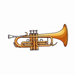 Fototapeta premium Golden Trumpet Isolated Icon for Music Instruments, Band, Jazz Performances