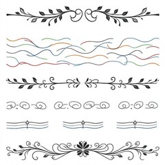 Obraz premium Elegant Floral Swirl Design Elements Decorative Dividers Borders Ornamentation