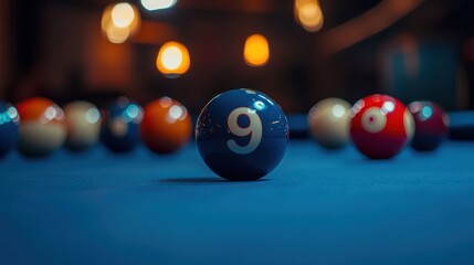 Nine Ball on Pool Table