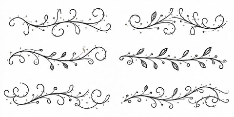 Elegant Floral Swirls Vines Hand Drawn Design Elements