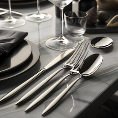 Elegant Stainless Steel Cutlery Set - Perfect for Fine Dining and Culinary Presentations