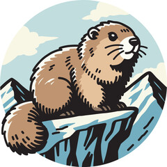 Himalayan marmot hand drawn